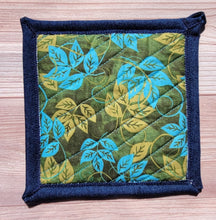 Load image into Gallery viewer, Pot Holders - Blue/Green Leaves