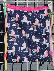 Cotton Drawstring Tote - Rainbow Unicorns