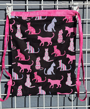 Load image into Gallery viewer, Cotton Drawstring Tote - Pink Cats