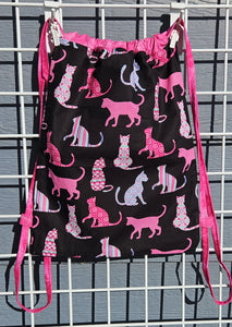 Cotton Drawstring Tote - Pink Cats