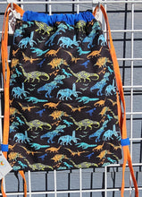 Load image into Gallery viewer, Cotton Drawstring Tote - Stamped Dinos