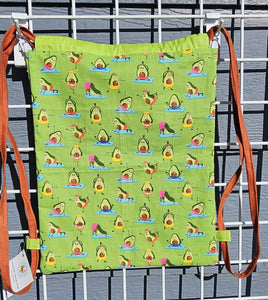 Cotton Drawstring Tote - Yoga Avocados