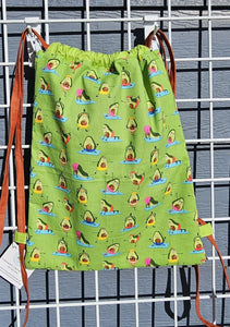 Cotton Drawstring Tote - Yoga Avocados